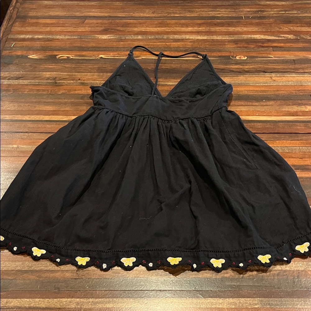 Free People Black sundress Dress with Yellow Floral Embroidery - Picture 3 of 4